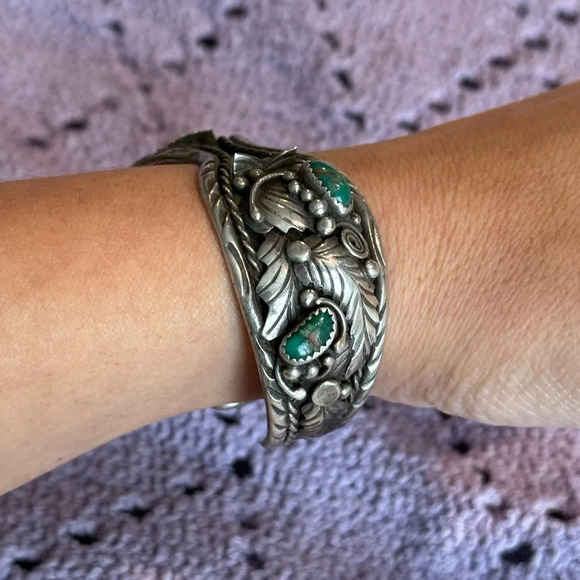 YAZZIE NAVAJO CUFF BRACELET 925 SILVER Mid 20th‎ Century - Picture 5 of 10